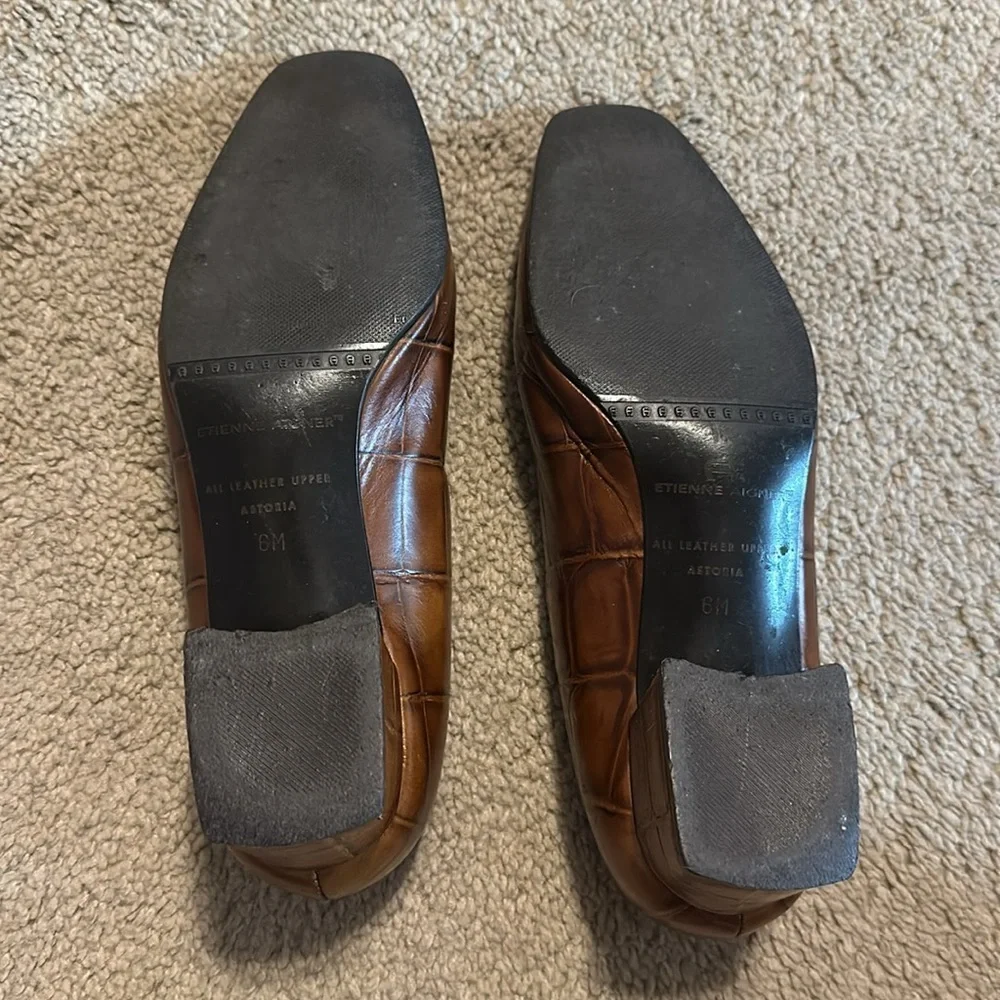 Etienne Aigner Leather Block Crocodile Dress Shoes Womens 6 Grandmacore Business - Picture 6 of 7